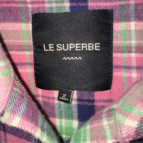 LE SUPERBE Rhinestone Collar Flannel Plaid Button Down Shirt | Cowgirl | Pink 2 - Picture 4 of 11